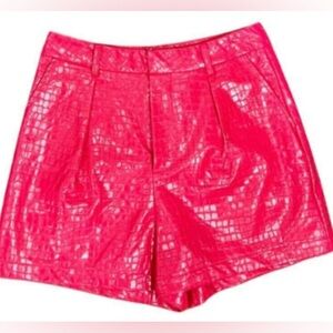 7 For All Mankind Pink Crocodile Faux Leather Shorts NWT